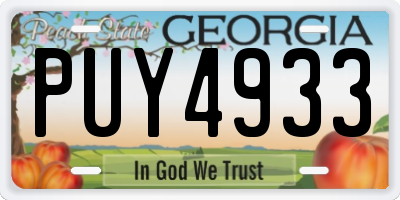 GA license plate PUY4933