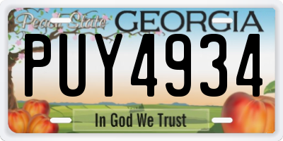 GA license plate PUY4934