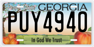 GA license plate PUY4940