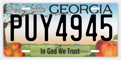 GA license plate PUY4945