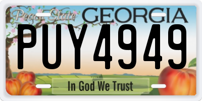 GA license plate PUY4949