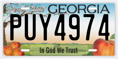 GA license plate PUY4974