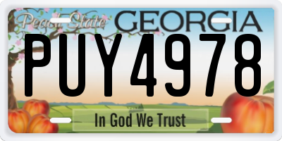 GA license plate PUY4978