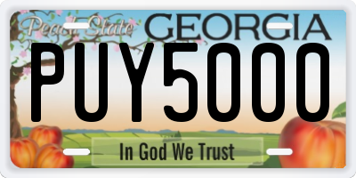 GA license plate PUY5000