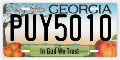 GA license plate PUY5010