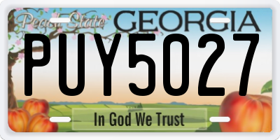 GA license plate PUY5027