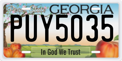 GA license plate PUY5035