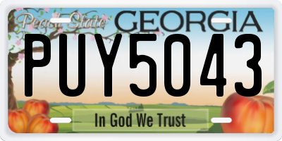GA license plate PUY5043