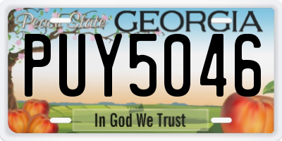 GA license plate PUY5046