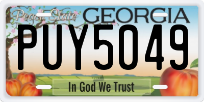 GA license plate PUY5049