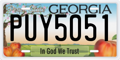 GA license plate PUY5051