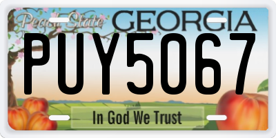 GA license plate PUY5067