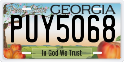 GA license plate PUY5068