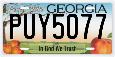 GA license plate PUY5077
