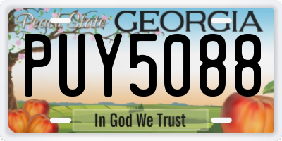 GA license plate PUY5088