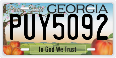 GA license plate PUY5092