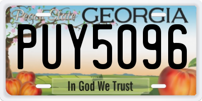 GA license plate PUY5096