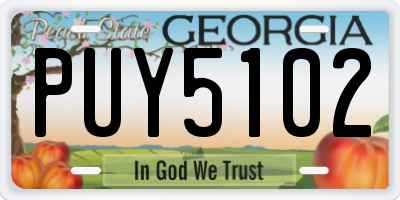 GA license plate PUY5102