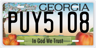 GA license plate PUY5108
