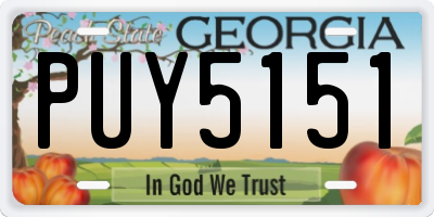 GA license plate PUY5151
