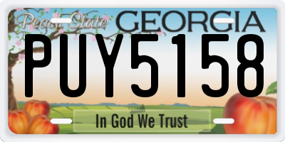 GA license plate PUY5158