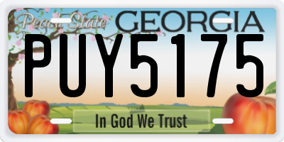 GA license plate PUY5175