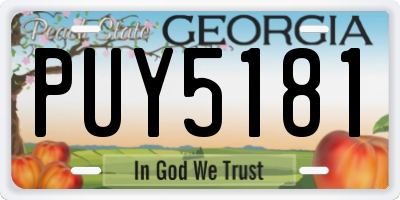 GA license plate PUY5181