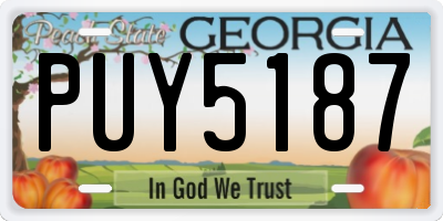 GA license plate PUY5187