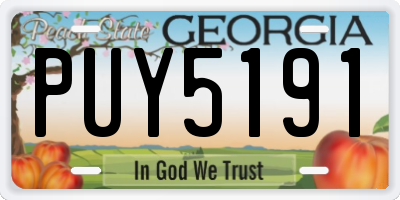 GA license plate PUY5191