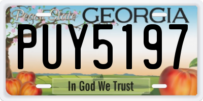 GA license plate PUY5197