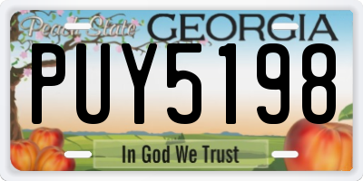 GA license plate PUY5198