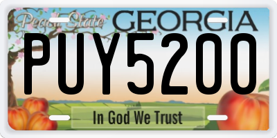 GA license plate PUY5200
