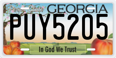 GA license plate PUY5205