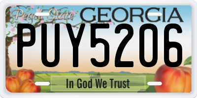 GA license plate PUY5206