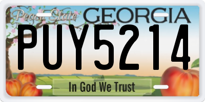GA license plate PUY5214