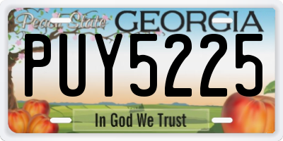 GA license plate PUY5225