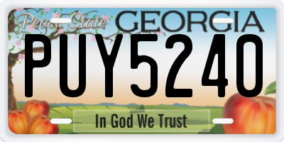 GA license plate PUY5240