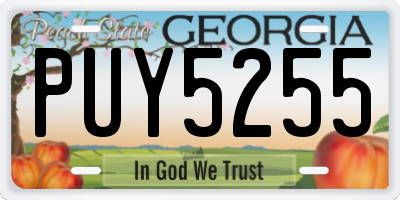 GA license plate PUY5255