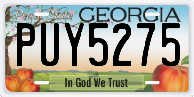GA license plate PUY5275