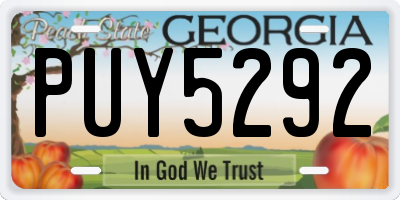 GA license plate PUY5292