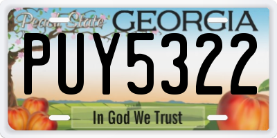 GA license plate PUY5322