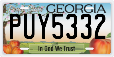 GA license plate PUY5332