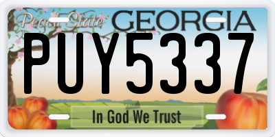 GA license plate PUY5337