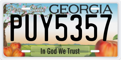 GA license plate PUY5357