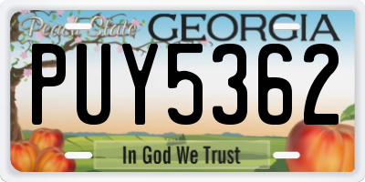 GA license plate PUY5362