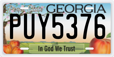 GA license plate PUY5376