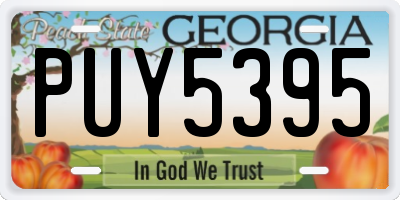 GA license plate PUY5395