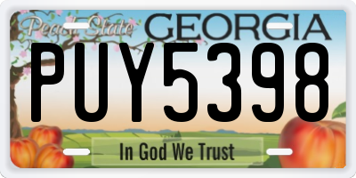 GA license plate PUY5398