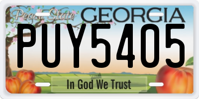 GA license plate PUY5405