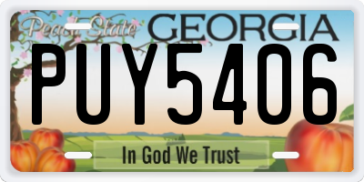GA license plate PUY5406